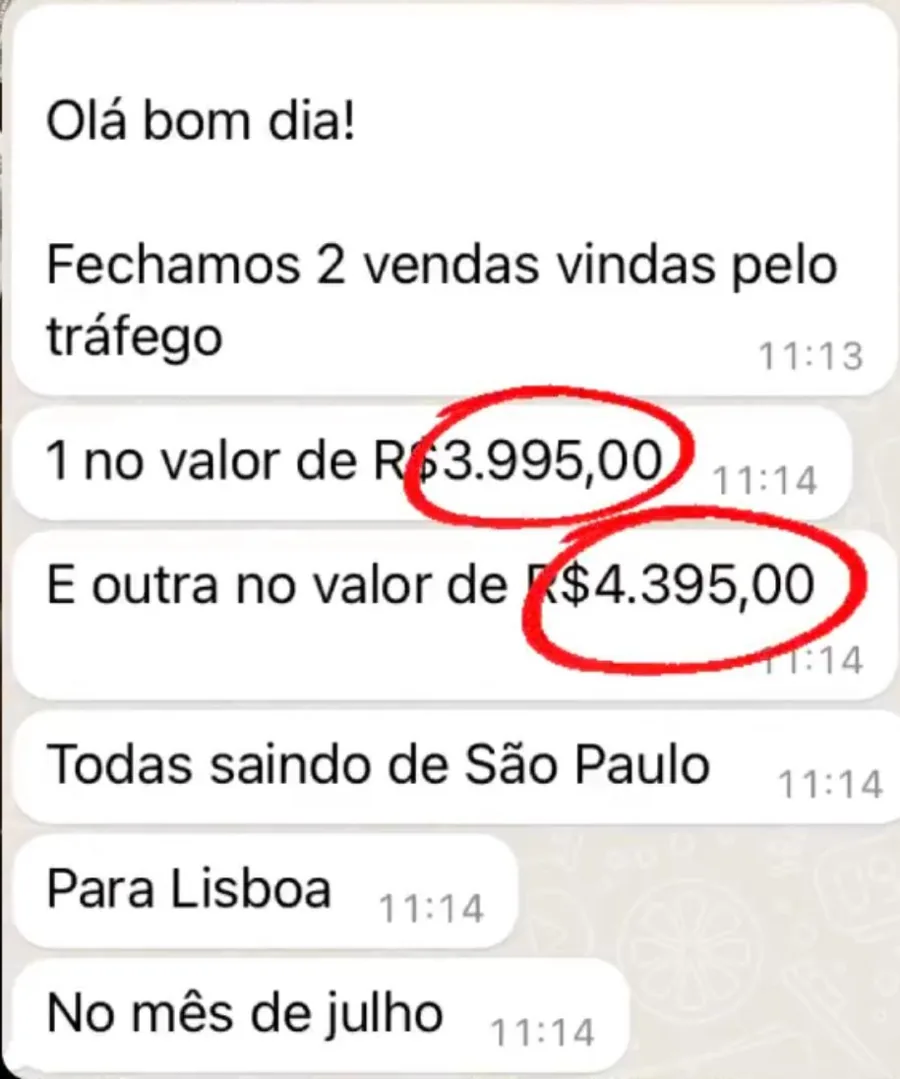 Resultado de duas vendas de R$ 3.995,00 e R$ 4.395,00 com a Máquina de Cotação